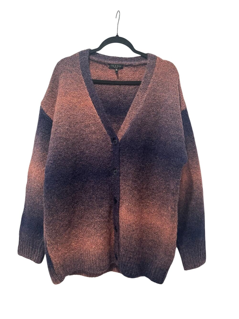 Rag & Bone Holly Wool Blend Cardigan Ombre Sweater Size Large
